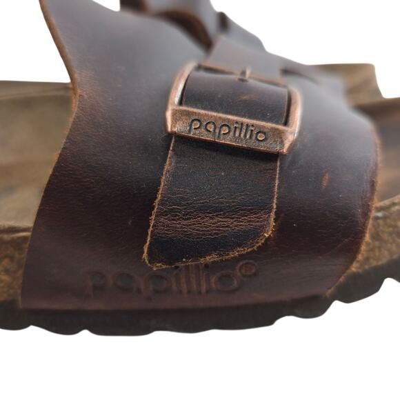 Birkenstock Sandals Size 39 Womens 8 8.5 Papillon Carmen Slip On Brown Leather - Picture 2 of 12